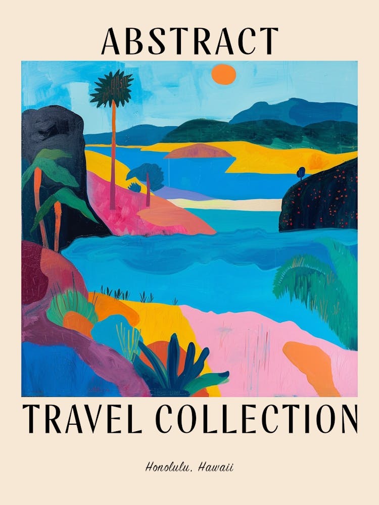 Abstract Travel Collection Poster Honolulu Usa 4