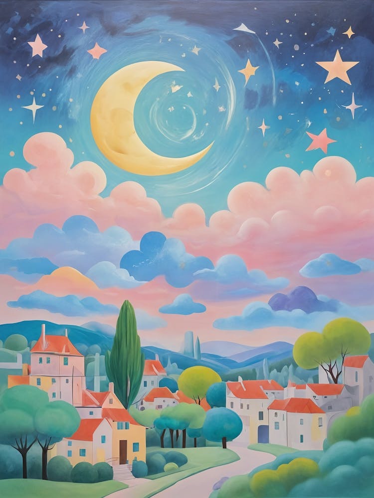 Moon And Stars Over The Village no2