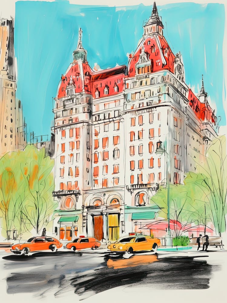 The Plaza Hotel   New York City, New York   Resort Storybook Illustration 1