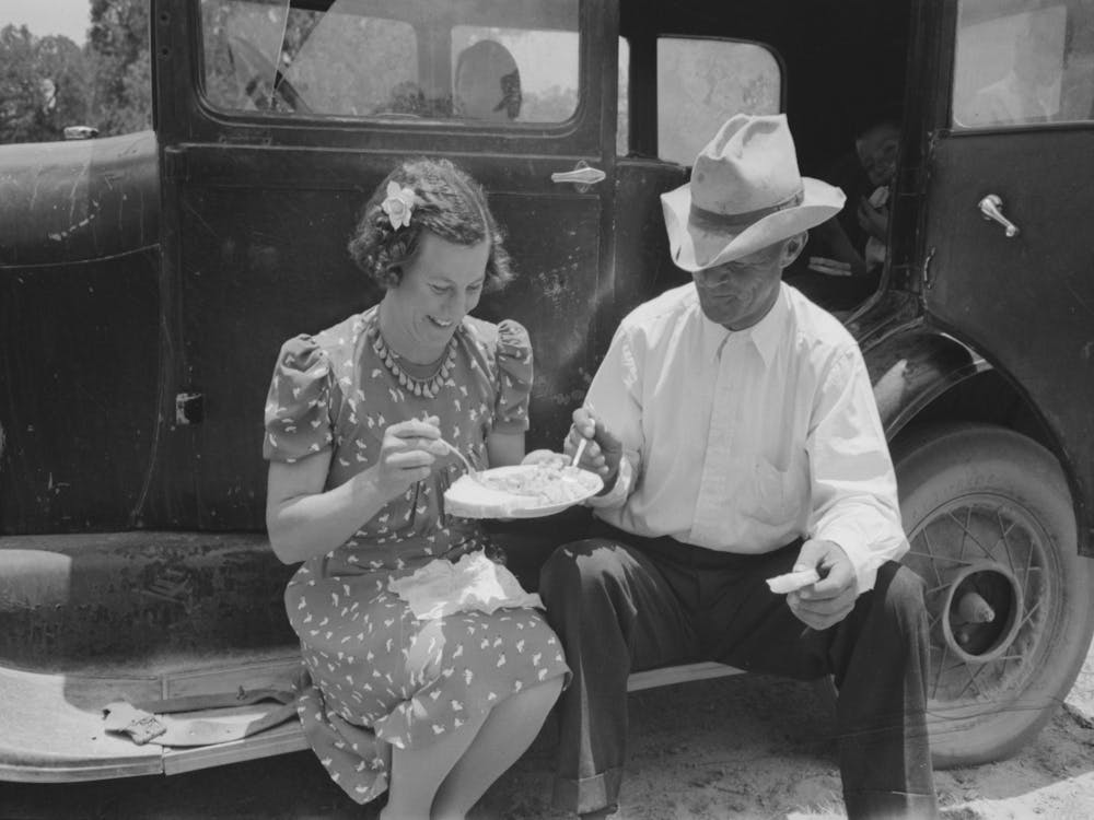 Eating Dinner At The All Day Community Sing, Pie Town, New Mexico By Russell Lee