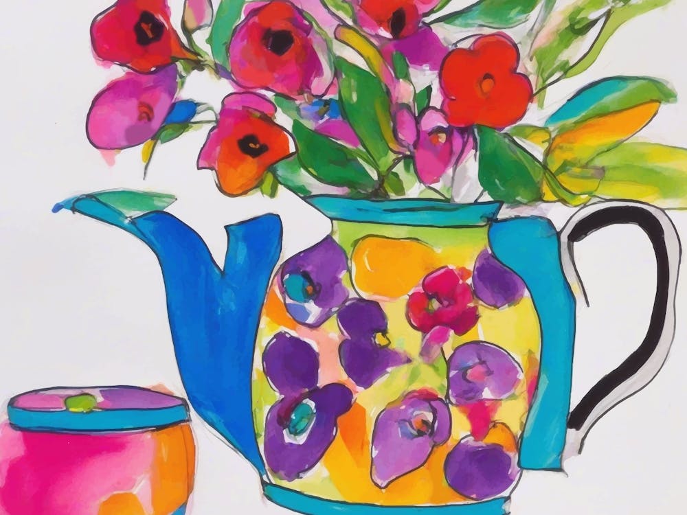 Teapot And Flowers