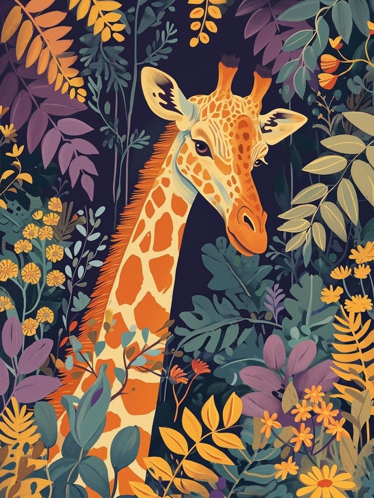 Giraffe Leaf Portrait Purple