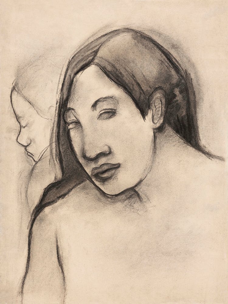 Heads Of Tahitian Women, Frontal And Profile Views, Paul Gauguin