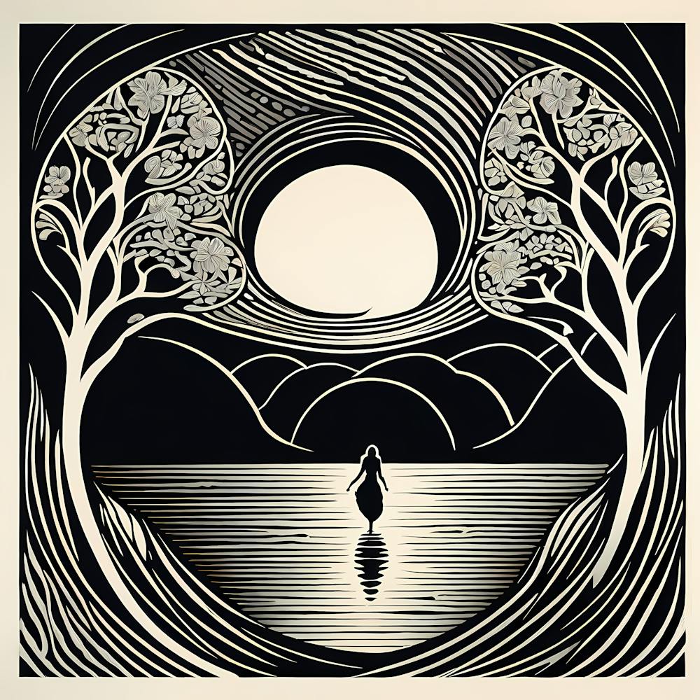 A Mysterious Abyss Composed Of Lino cut, 119