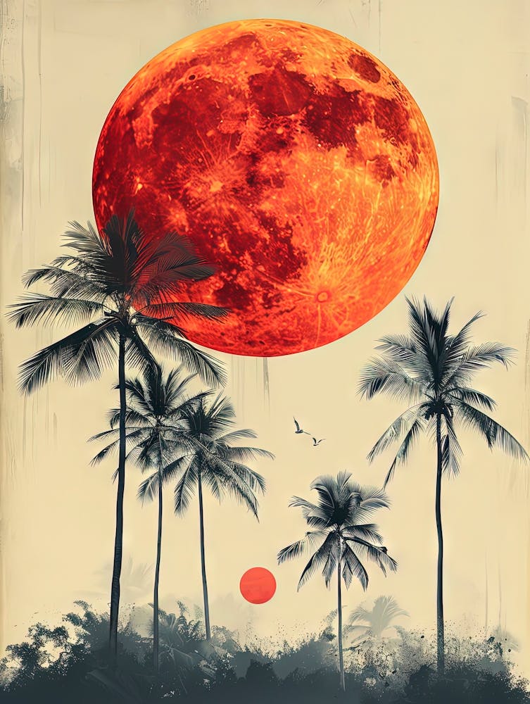 Full Moon Over Palm Trees 1