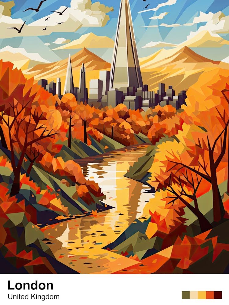 London View   Geometric Vector Illustration 3 Poster
