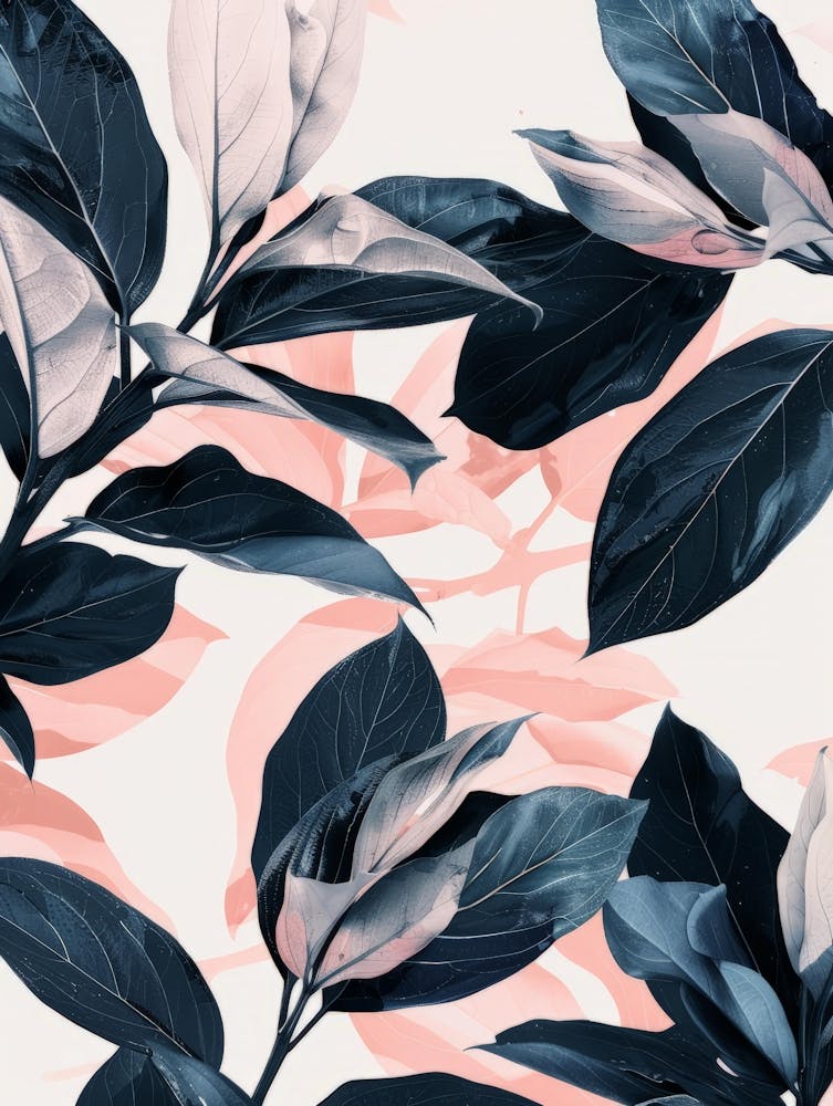 Pink And Black Leaves Wallpaper