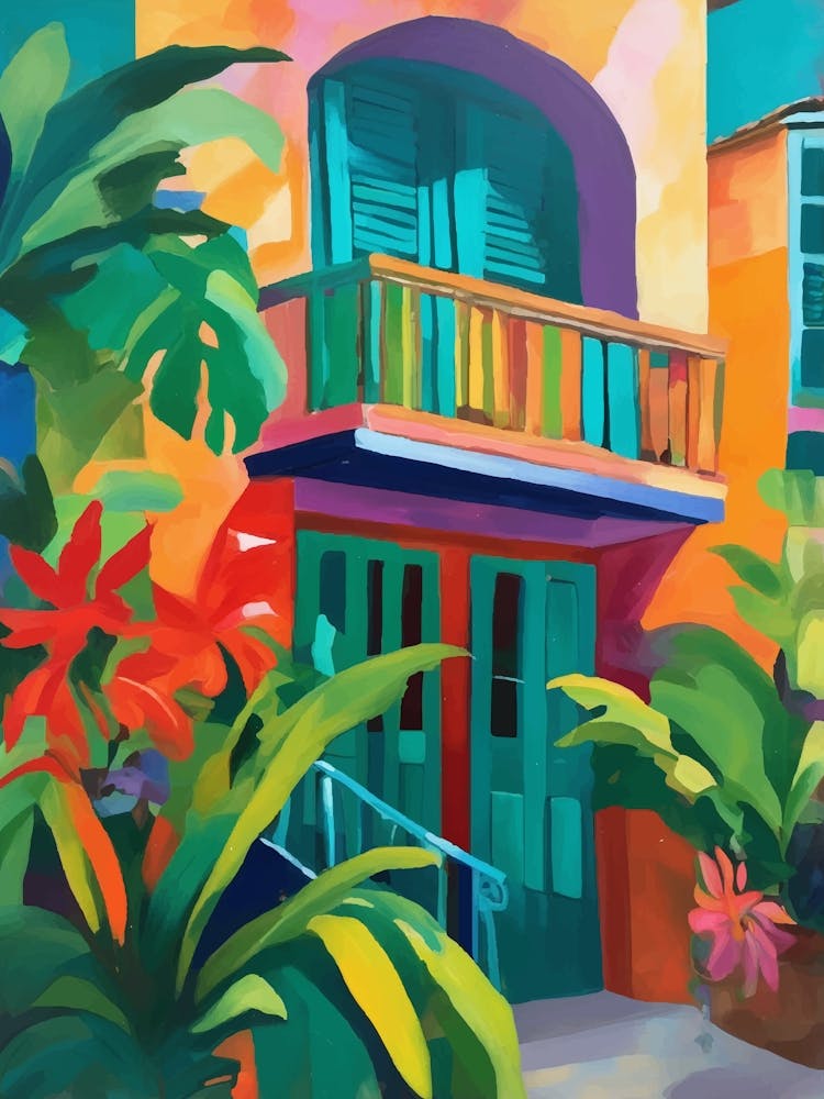 Tropical Entry House with balcony