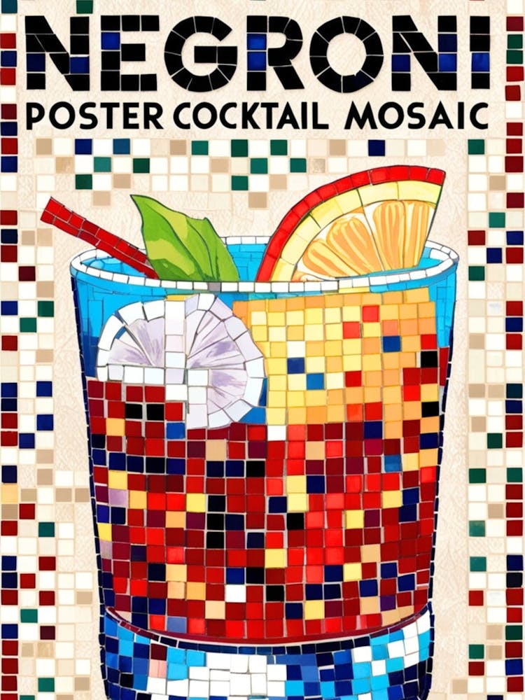 Negroni Poster Cocktail Mosaic 1