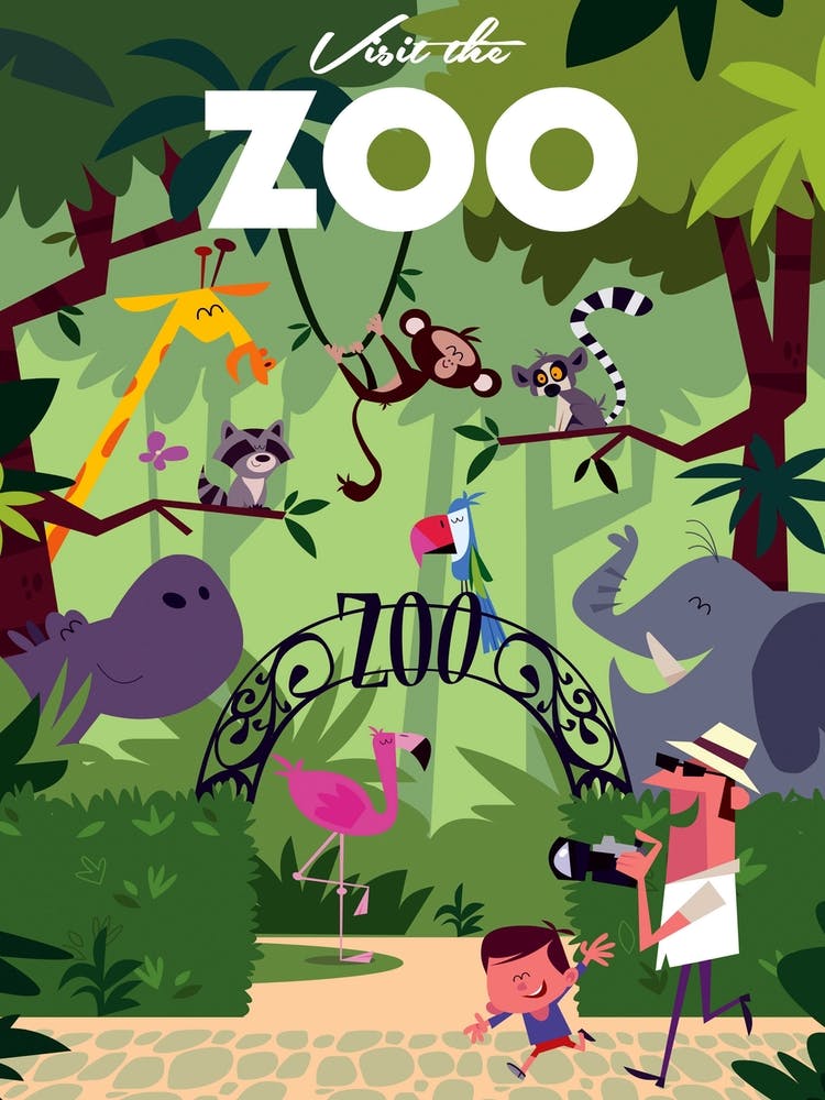 Visit The Zoo Poster Green