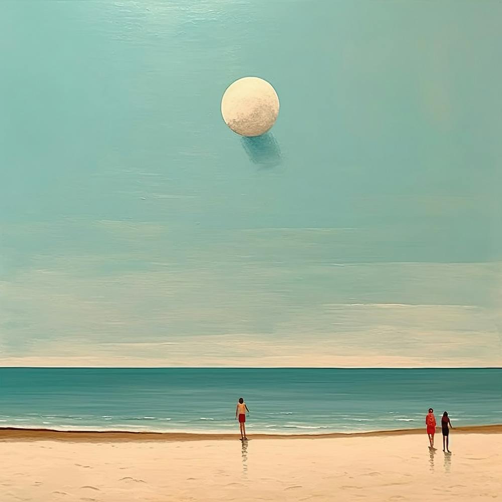 Beach Moon Landscape Oil Painting