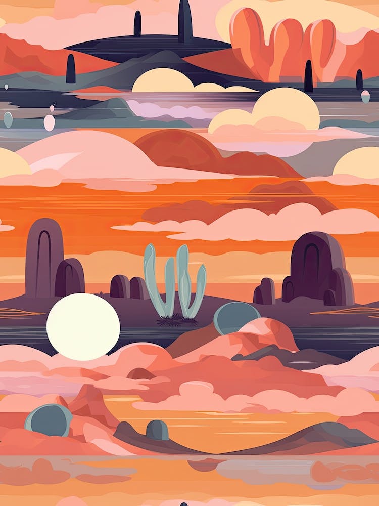 Colourful Retro Desert Sunset 4