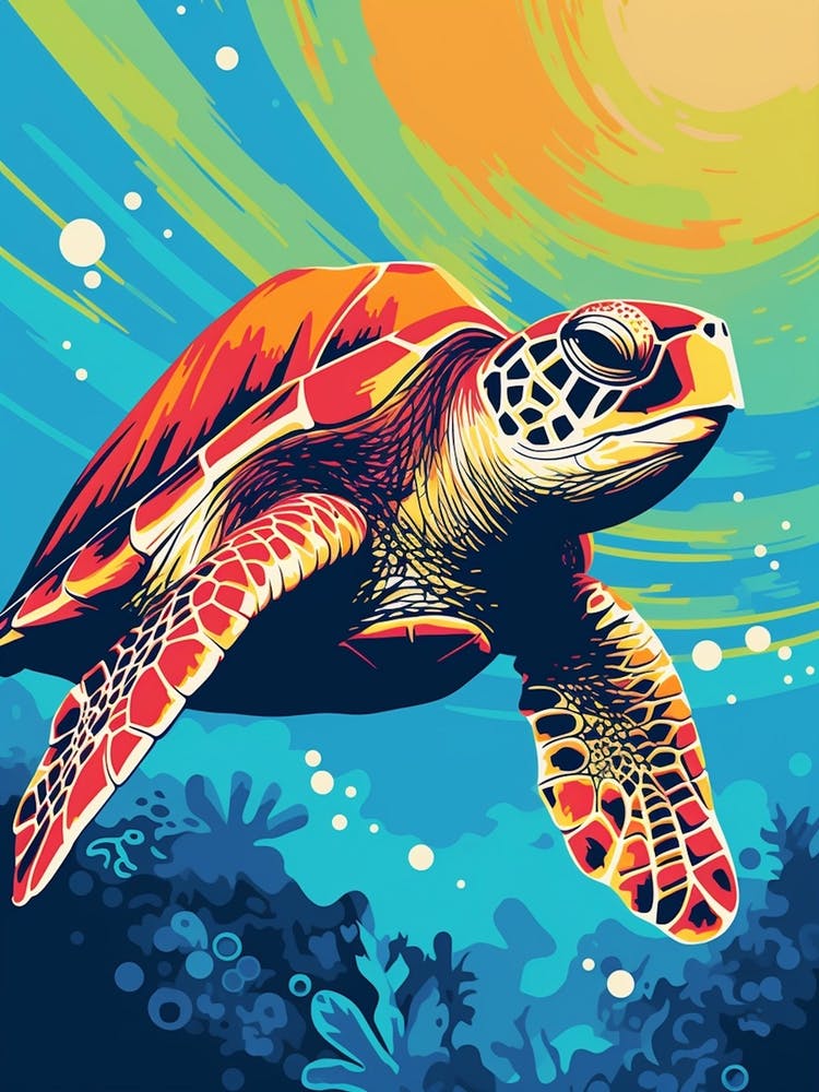 Sea Turtle Swimming Colour Pop 4