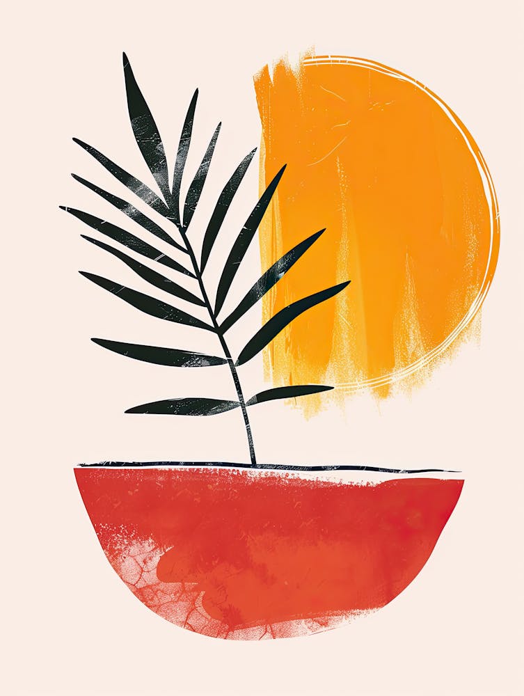 Palm Tree In A Bowl, Boho, Minimalism