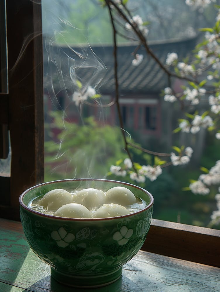 A Steaming Bowl Of Sliced Winter Melon Tofu Soup Sits Atop A Bright Kitchen Dining Bar, Perfect Timing, Very Real Light And Texture, A Piece Of Food Photography