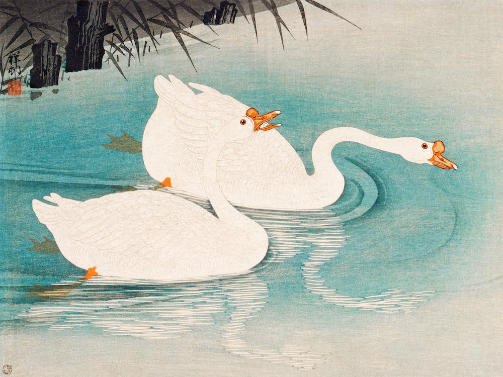 Geese Amid Reeds, Ohara Koson