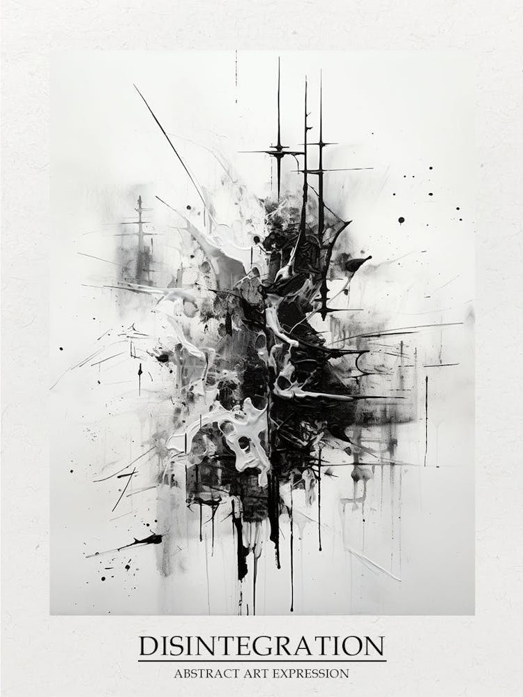 Disintegration Abstract Black And White 5 Poster
