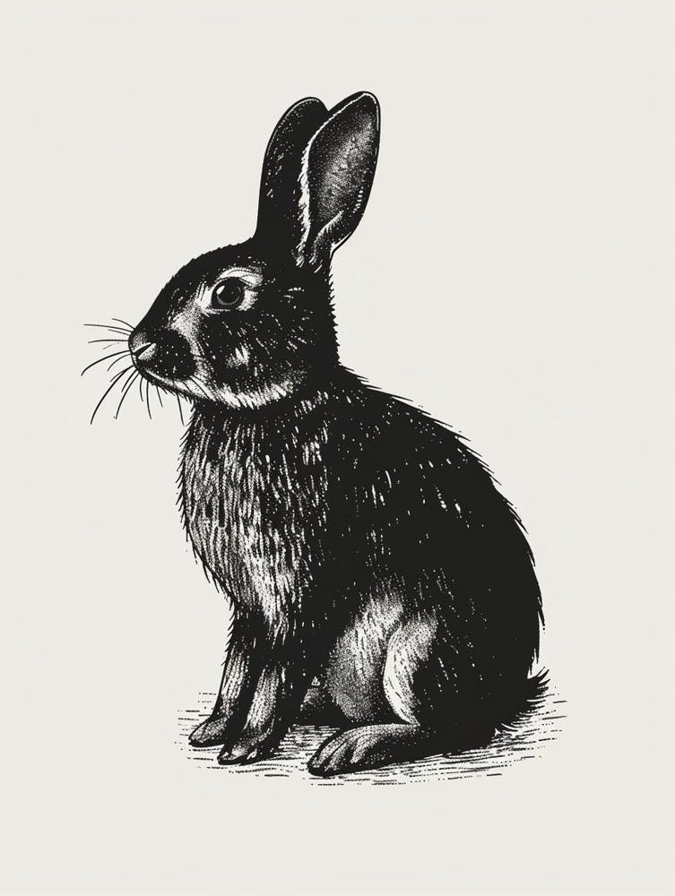 English Spot Blockprint Rabbit Illustration 2