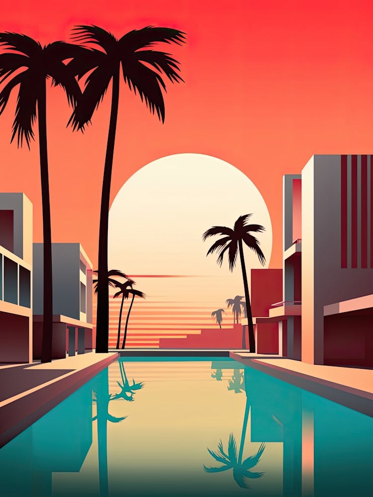 Miami Beach Florida, Usa, Bold Outlines 1