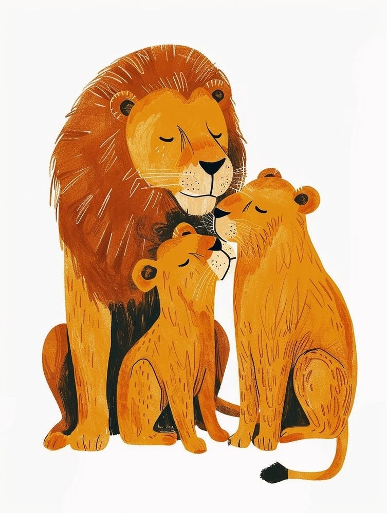 Barbary Lion Family Bonding Clipart 1