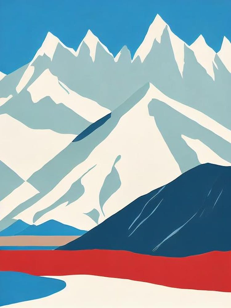 Shymbulak, Kazakhstan Midcentury Vintage Skiing Poster