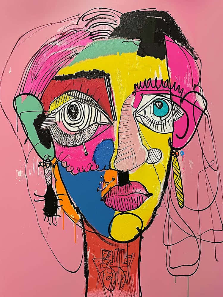'A Woman'S Face' - abstract art, abstract painting  city wall art, colorful wall art, home decor, minimal art, modern wall art, wall art, wall decoration, wall print colourful wall art, decor wall art, digital art, digital art download, interior wall art,