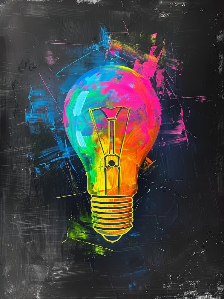 Light Bulb On A Blackboard