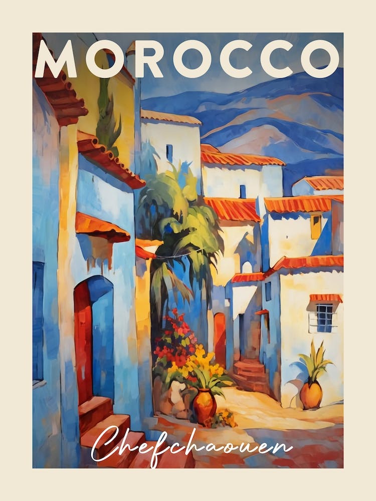 Chefchaouen Morocco 4 Fauvist Painting  Travel Poster