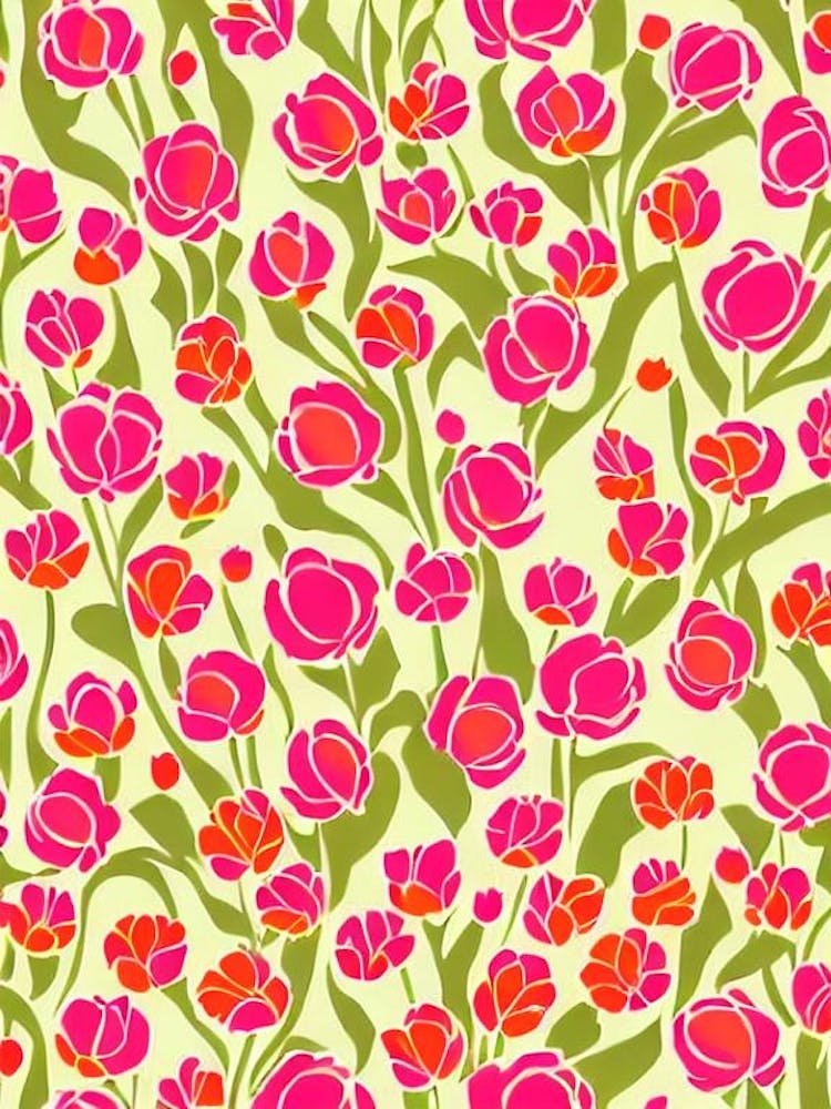Tulip Floral Print Warm Tones 2 Flower
