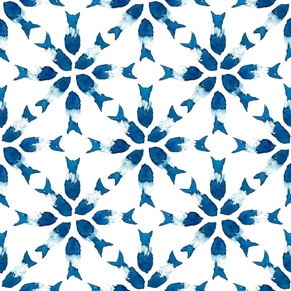 Blue And White Geometric Watercolor
