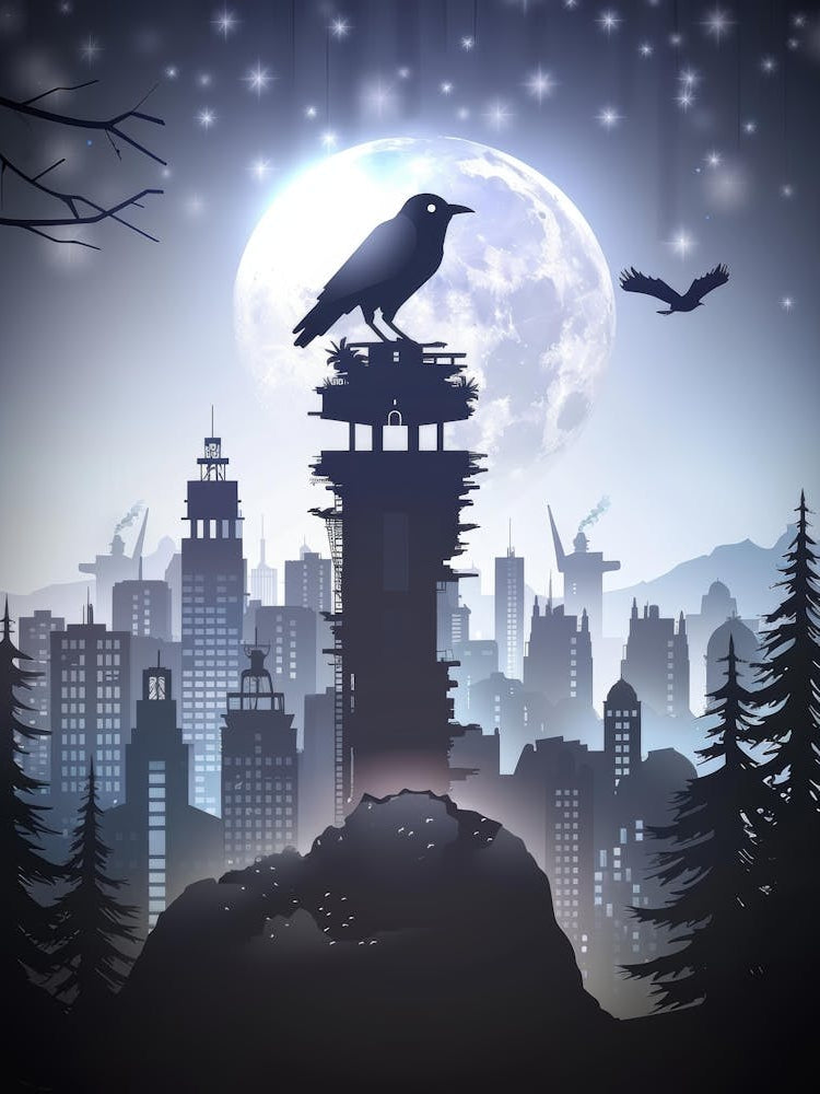 Crow On Top Of Tower