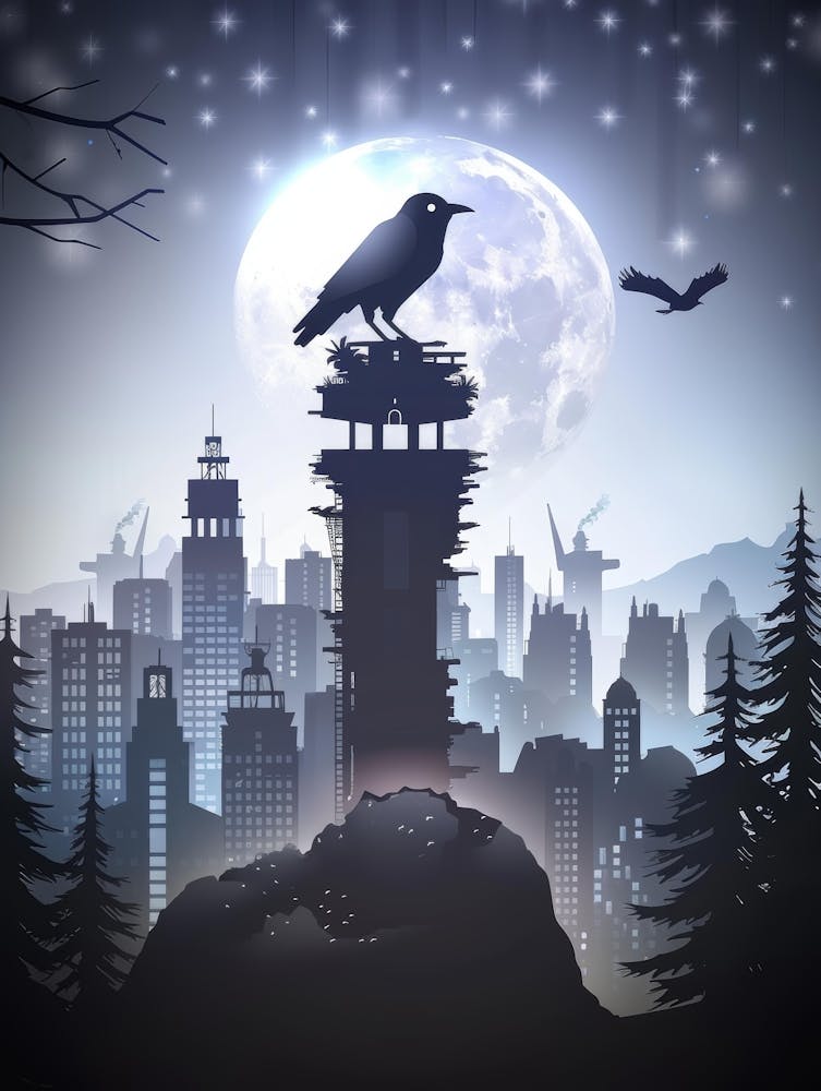 Crow On Top Of Tower