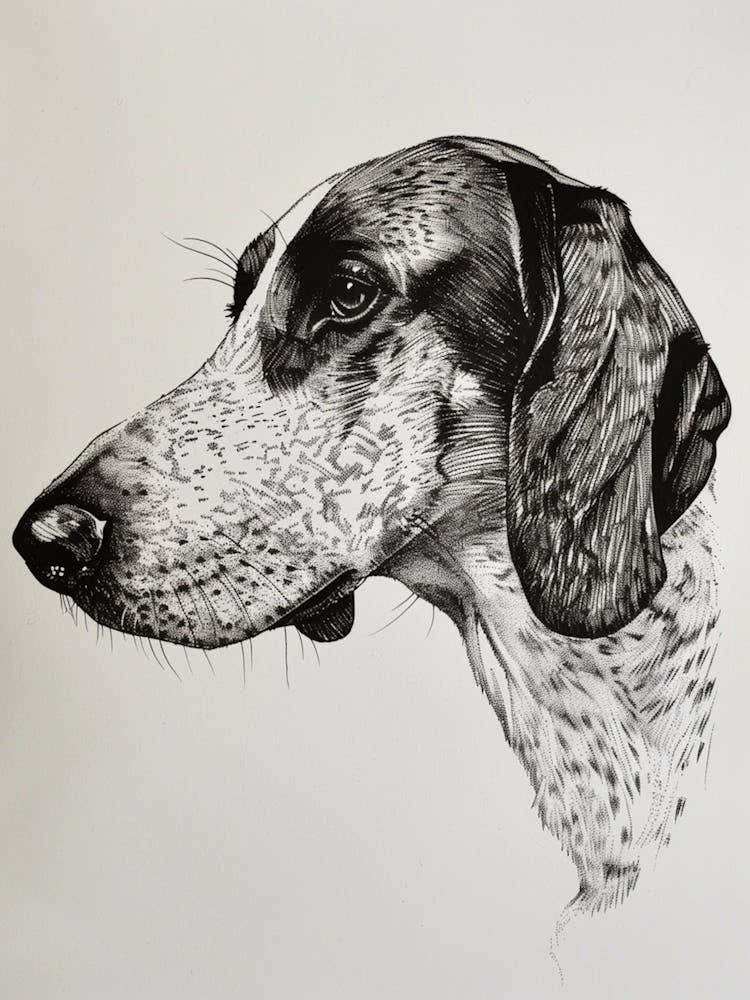 English Foxhound Dog Line Sketch 2