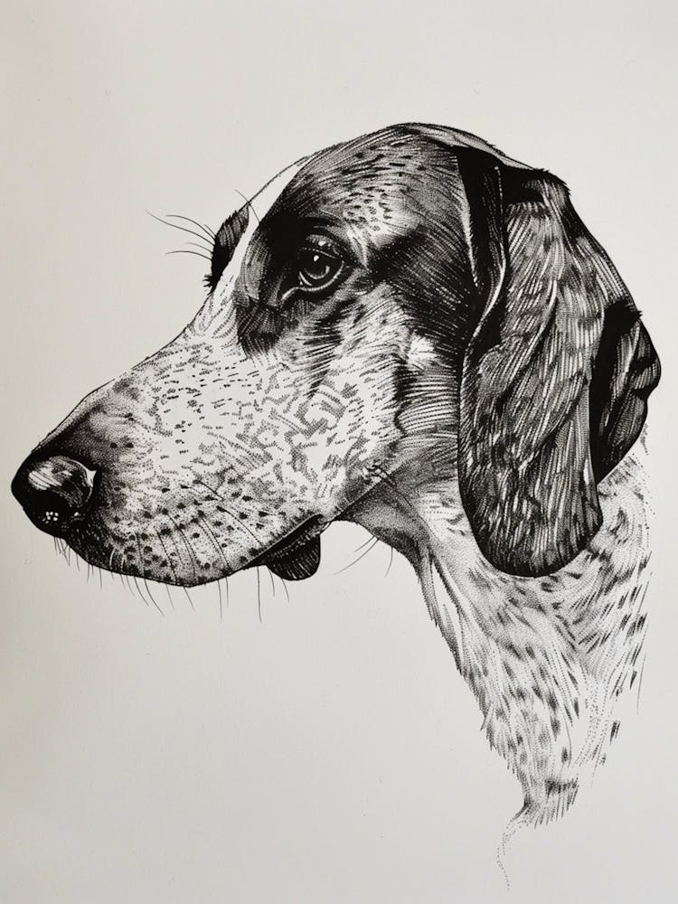 English Foxhound Dog Line Sketch 2