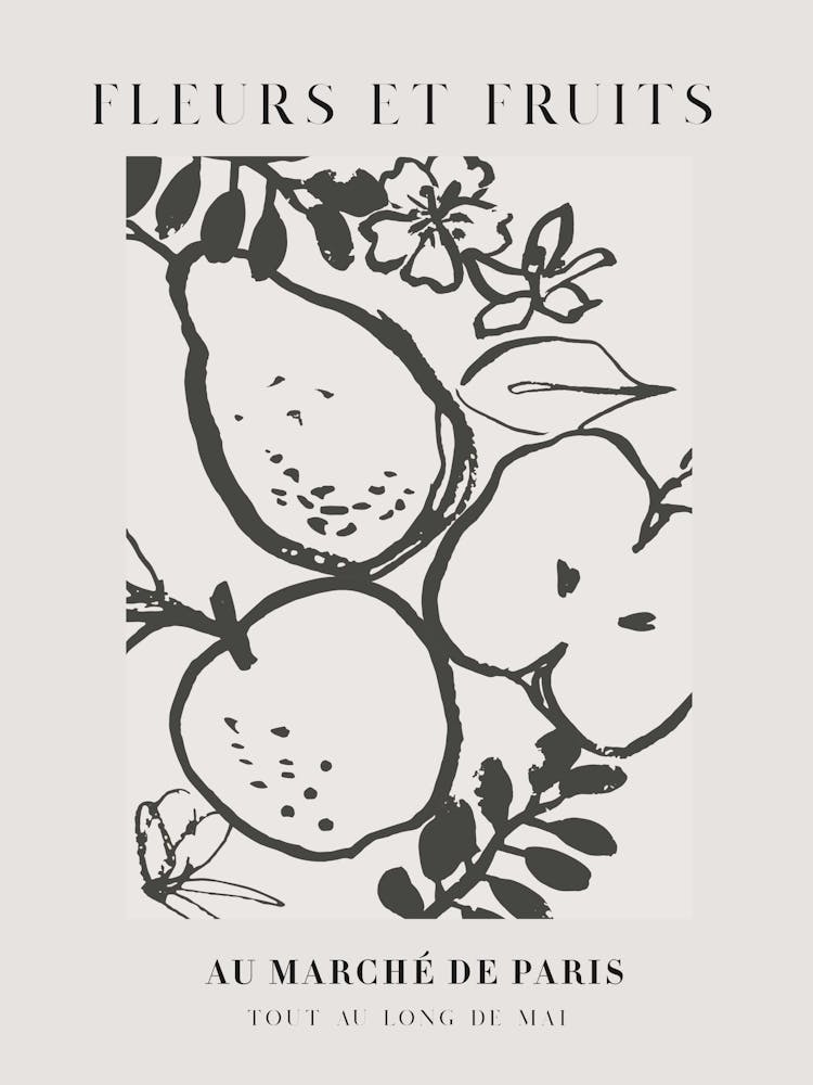Fruit And Flower Market Black & White