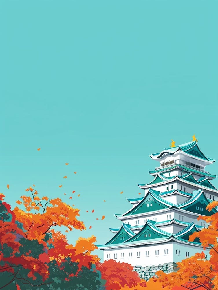 Nagoya Castle 1 Colourful Illustration
