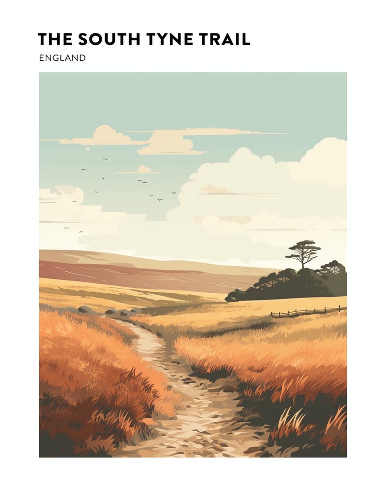 The South Tyne Trail England 4 Hiking Trail Landscape Poster