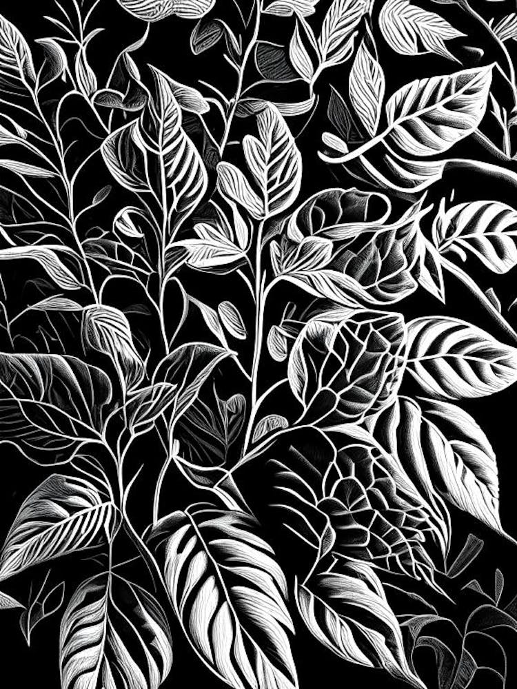 Marjoram Leaf Linocut 1