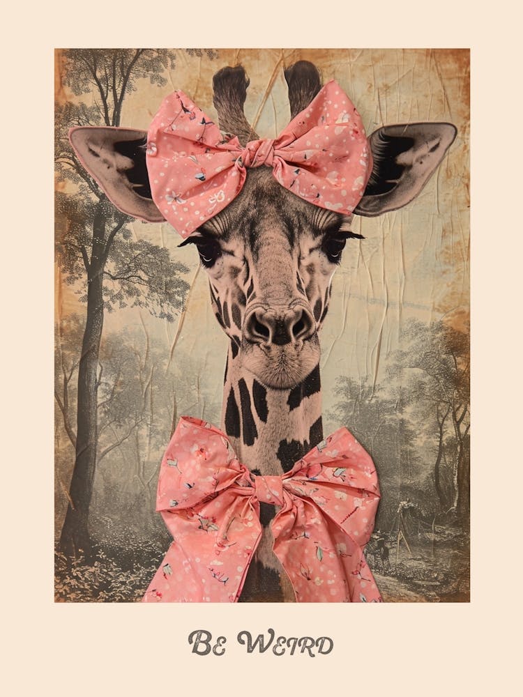 Be Weird Giraffe Bow Poster 1