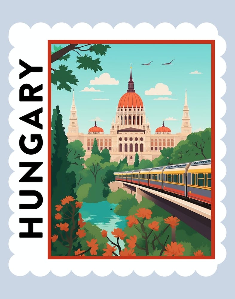 Hungary 3 Travel Stamp Poster