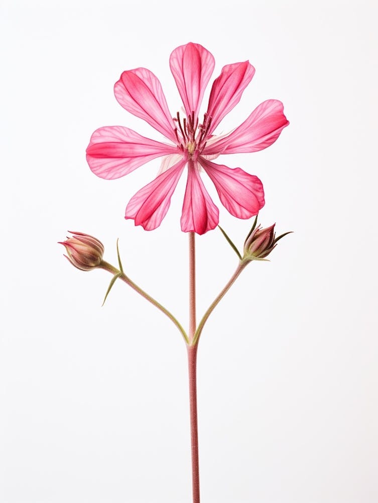 Pressed Wildflower Botanical Art Fire Pink Silene Virginica Flower 1