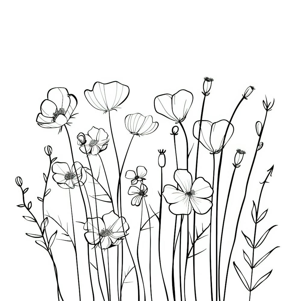 Hand Drawn Wildflowers Line Art 4