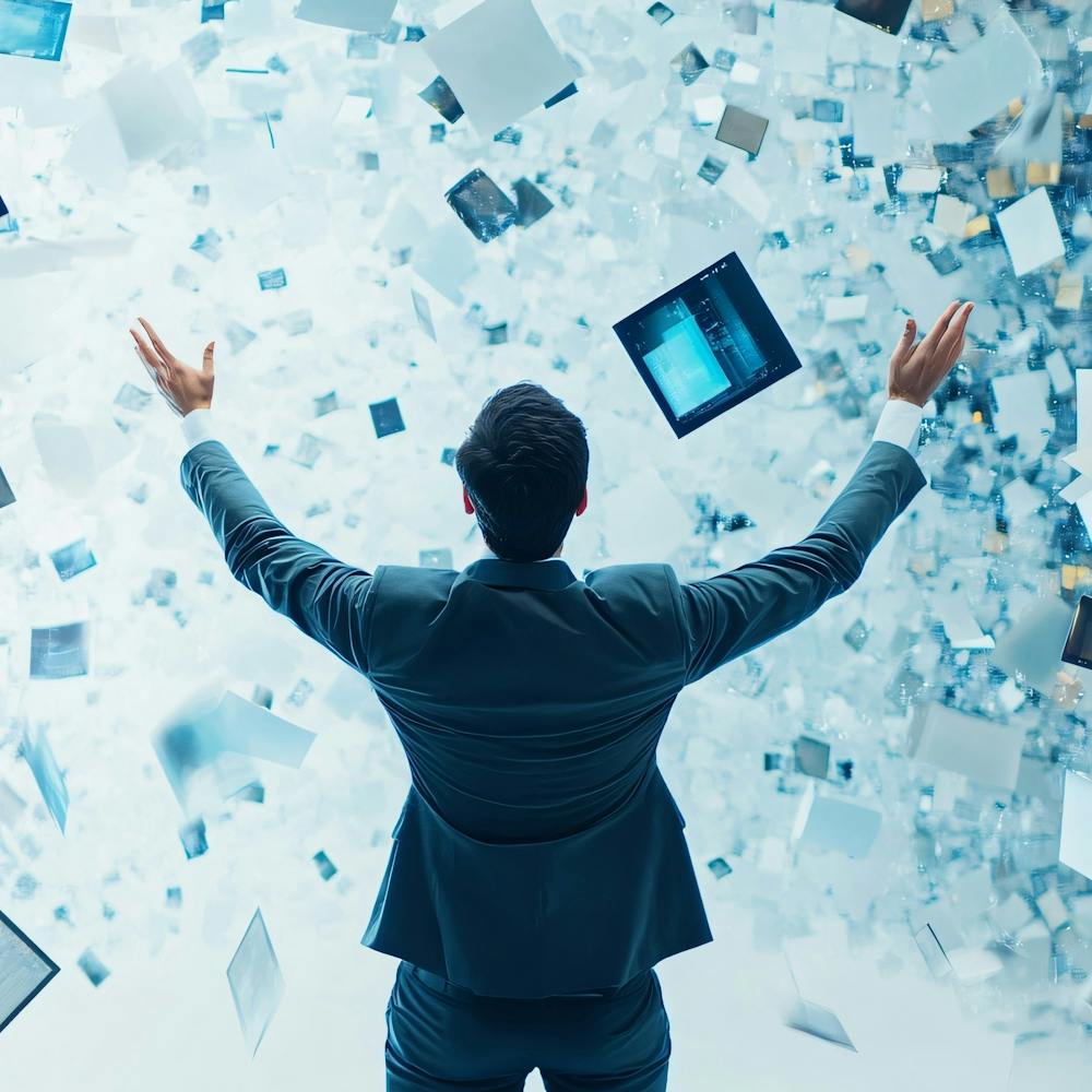 Businessman Flying In The Air