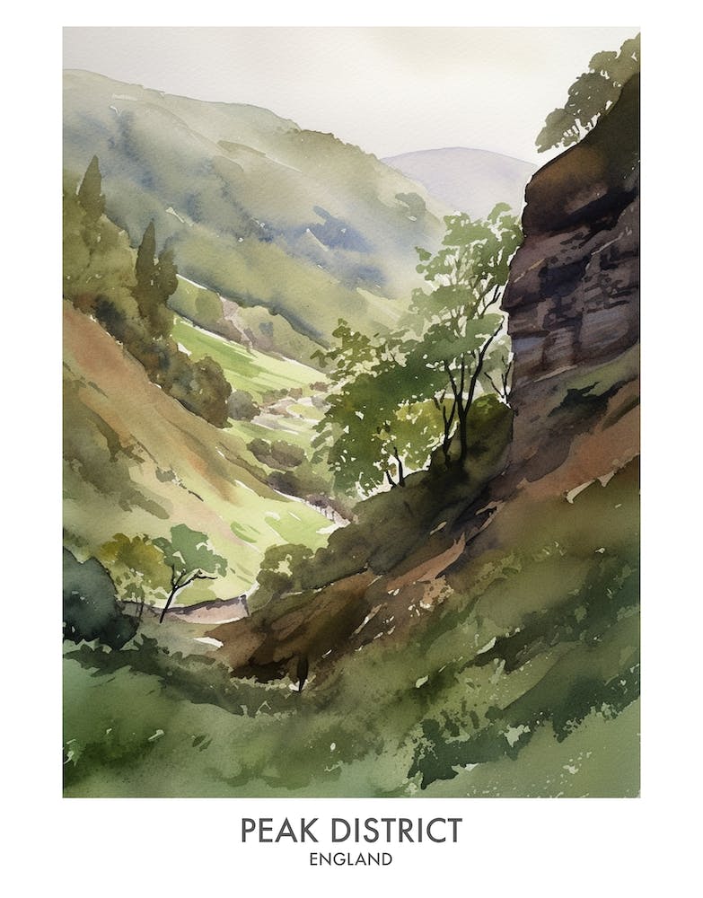 Peak District 3 Watercolour Travel Poster