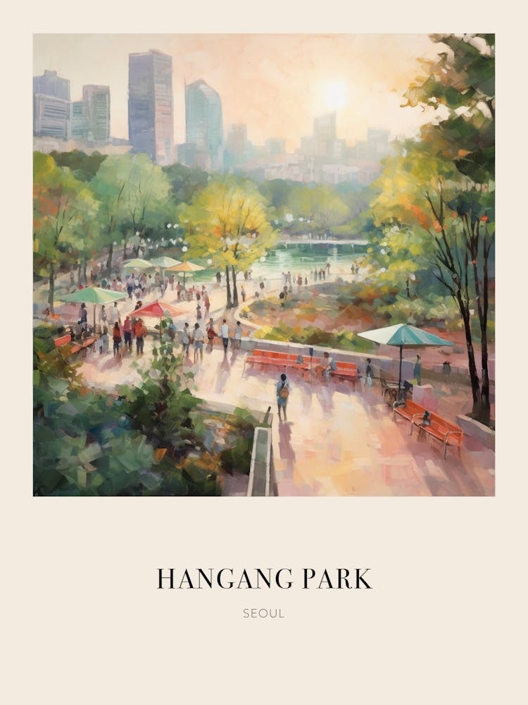 Hangang Park Seoul 3 - Vintage Cézanne-inspiriertes Poster