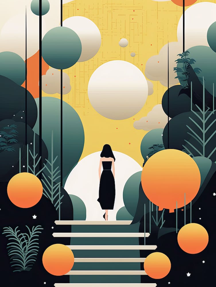 Woman Walking Down The Stairs