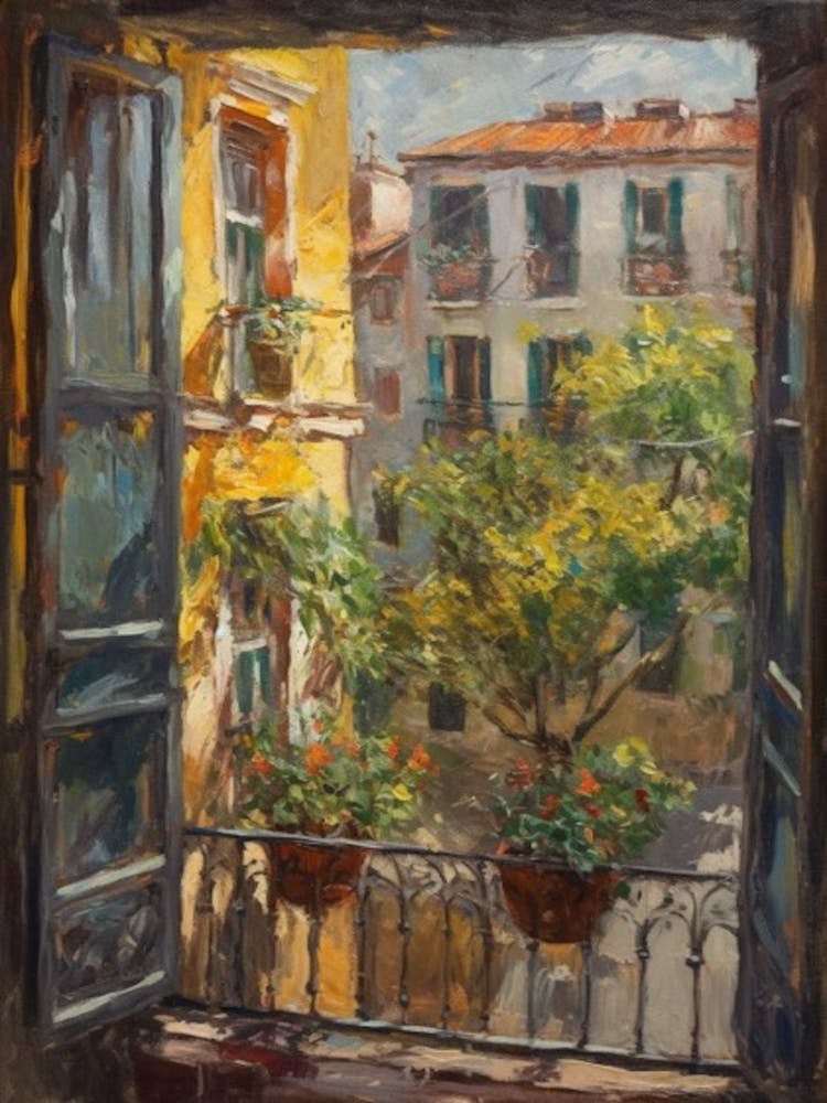 Window View Of Buenos Aires In The Style Of Impressionism 3