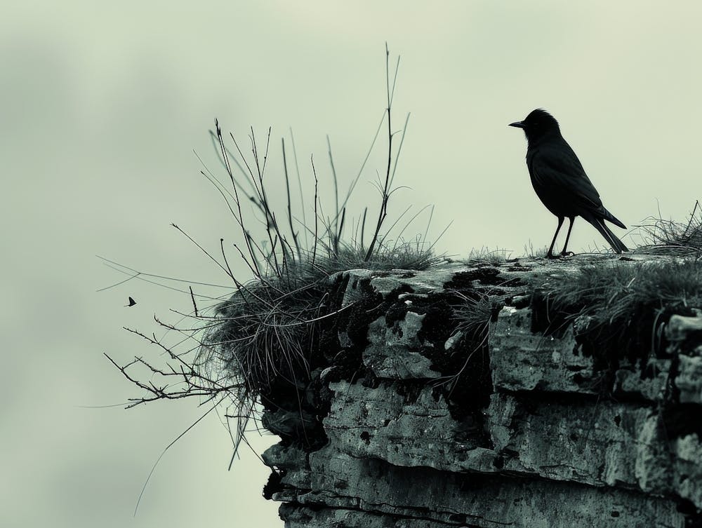 Crow On Cliff 2
