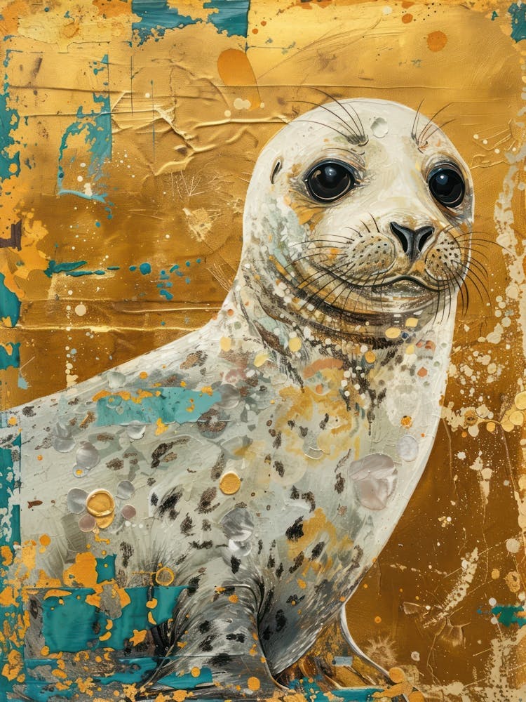 Harp Seal Pup Gold Effect Collage 4
