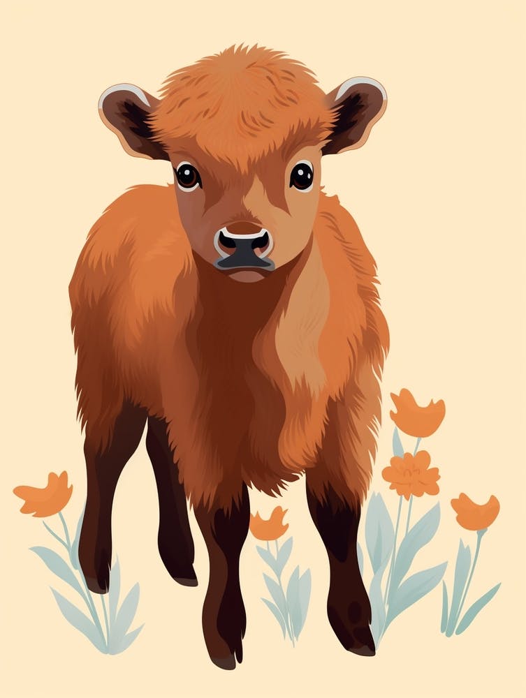 Baby Animal Illustration  Bison 4